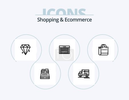 Téléchargez les illustrations : Shopping et Ecommerce ligne Icône Pack 5 Icône Design. réduction. coupon. Marteau. boîte cadeau. présente - en licence libre de droit