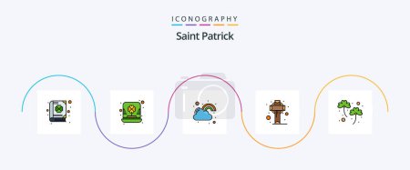 Ilustración de Saint Patrick Line Filled Flat 5 Icon Pack Including saint. ireland. shamrock. cross. luck - Imagen libre de derechos
