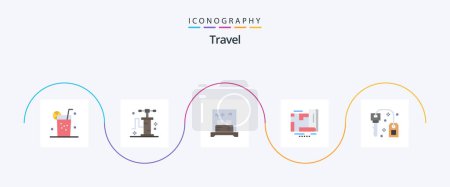 Illustration for Travel Flat 5 Icon Pack Including lock. hotel. hotel. navigation. location - Royalty Free Image