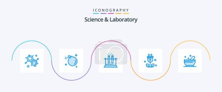 Téléchargez les illustrations : Pack de 5 icônes bleu science incluant la soupe. la science. laboratoire. vert. fiche - en licence libre de droit