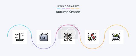 Ilustración de Otoño línea llenas plana 5 paquete de iconos incluyendo frío. bayas. temporada. otoño. temporada - Imagen libre de derechos