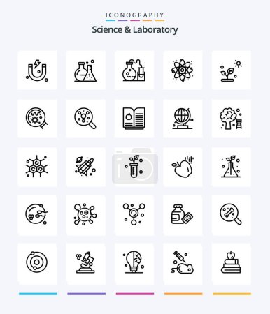 Téléchargez les illustrations : Creative Science 25 OutLine icon pack  Such As science. laboratory. react. germs. science - en licence libre de droit