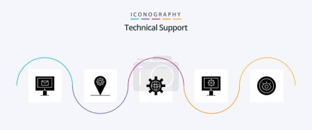 Illustration for Technical Support Glyph 5 Icon Pack Including service. web maintenance. world. technical support. online support service - Royalty Free Image