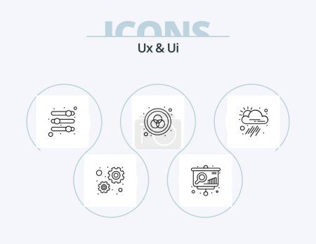 Téléchargez les illustrations : Ux And Ui Line Icon Pack 5 Icon Design. menu. list. quality. picture. photo - en licence libre de droit