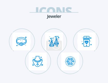 Téléchargez les illustrations : Jewellery Blue Icon Pack 5 Icon Design. . jewelry. jewelry. diamond. jewelry - en licence libre de droit