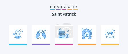 Illustration for Saint Patrick Blue 5 Icon Pack Including facial hair. fortune. coin. festival. patrick. Creative Icons Design - Royalty Free Image