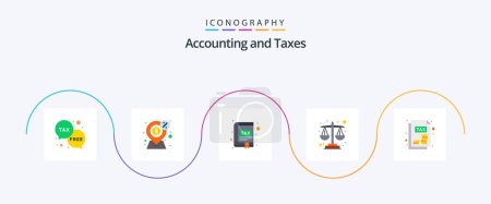 Illustration for Taxes Flat 5 Icon Pack Including balance. tax. money. interface. book - Royalty Free Image