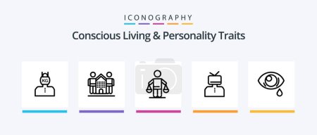 Ilustración de Concious Living And Personality Traits Line 5 Icon Pack Incluyendo dar. caridad. audiencia. Liberación. negativo. Diseño de iconos creativos - Imagen libre de derechos