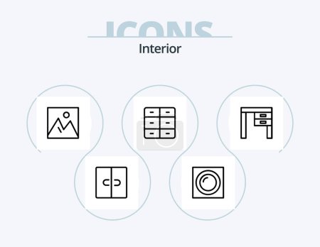 Illustration for Interior Line Icon Pack 5 Icon Design. interior. chair. interior. light. interior - Royalty Free Image