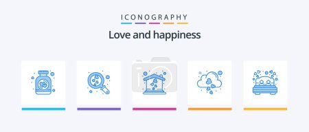 Illustration for Love Blue 5 Icon Pack Including love. bed. home. fall. heart. Creative Icons Design - Royalty Free Image