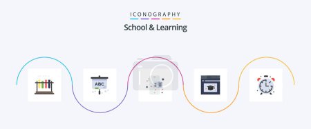 Ilustración de School And Learning Flat 5 Icon Pack Including . timer. education book. education. alarm - Imagen libre de derechos