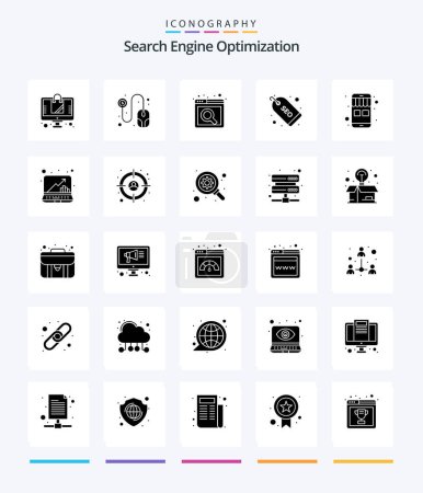Illustration for Creative Seo 25 Glyph Solid Black icon pack  Such As laptop. computer. website. online store. ecommerce - Royalty Free Image