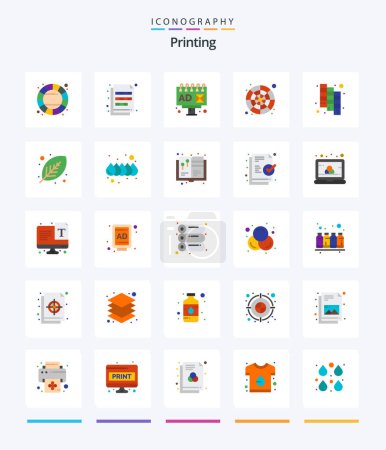 Ilustración de Creative Printing 25 Flat icon pack  Such As catalog. color wheel. swatch. color palette. catalog - Imagen libre de derechos