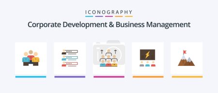 Illustration for Corporate Development And Business Management Flat 5 Icon Pack Including leadership. business. graphs. workforce. statistics. Creative Icons Design - Royalty Free Image