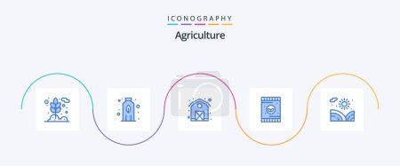 Illustration for Agriculture Blue 5 Icon Pack Including water. garden. barn. agriculture. plant - Royalty Free Image