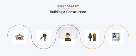 Ilustración de Building And Construction Line Filled Flat 5 Icon Pack Including tool. construction. worker. brickwork. repair - Imagen libre de derechos