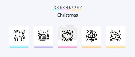 Illustration for Christmas Line 5 Icon Pack Including claus. sweet. bowl. dessert. candy. Creative Icons Design - Royalty Free Image