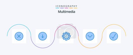 Ilustración de Multimedia Blue 5 Icon Pack Including media. multimedia. setting. media p. down - Imagen libre de derechos