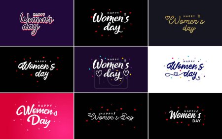Téléchargez les illustrations : Abstract Happy Women's Day logo with a love vector design in pink. red. and black colors - en licence libre de droit