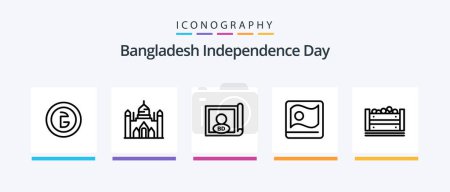 Illustration for Bangladesh Independence Day Line 5 Icon Pack Including building. asian. bangladesh. flag. money. Creative Icons Design - Royalty Free Image