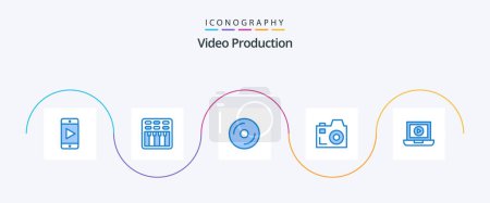 Ilustración de Video Production Blue 5 Icon Pack Including video. laptop. disk. media. camera - Imagen libre de derechos