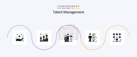 Ilustración de Talent Management Glyph 5 Icon Pack Including tick. job. man. checklist. group - Imagen libre de derechos