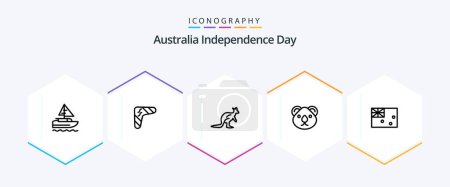 Ilustración de Australia Independence Day 25 Line icon pack including australia. trave. travel. kangaroo. australian - Imagen libre de derechos