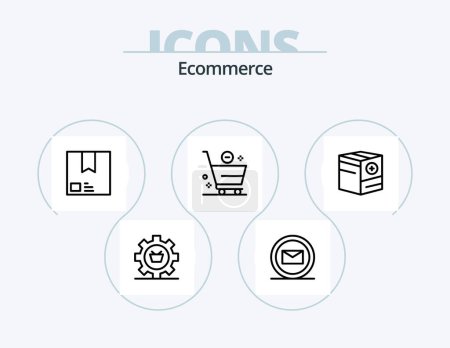 Téléchargez les illustrations : Ecommerce Line Icon Pack 5 Icon Design. package. deliver. e. shipping. commerce - en licence libre de droit