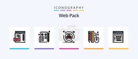 Illustration for Web Pack Line Filled 5 Icon Pack Including . gear. interface. search. shopping cart. Creative Icons Design - Royalty Free Image