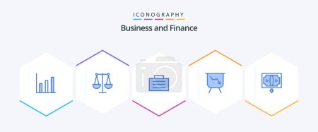 Illustration for Finance 25 Blue icon pack including . finance. finance. commerce. performance - Royalty Free Image