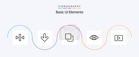 Illustration for Basic Ui Elements Line 5 Icon Pack Including youtube. eye. four. design. app - Royalty Free Image