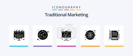 Téléchargez les illustrations : Traditional Marketing Glyph 5 Icon Pack Including vision. marketing. share. finance. tactic. Creative Icons Design - en licence libre de droit