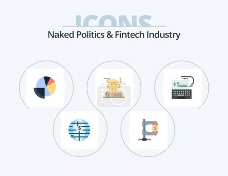 Téléchargez les illustrations : Naked Politics And Fintech Industry Flat Icon Pack 5 Icon Design. advisor. robo advisor. market. finance. analytics - en licence libre de droit