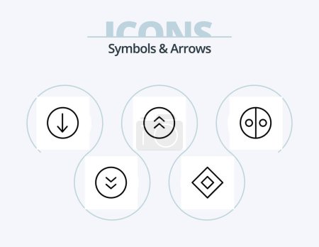 Illustration for Symbols and Arrows Line Icon Pack 5 Icon Design. arrow. enlarge. magic. circle. symbols - Royalty Free Image