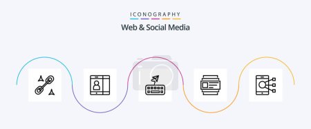 Illustration for Web And Social Media Line 5 Icon Pack Including connect . users. id . - Royalty Free Image