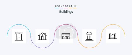 Ilustración de Edificios Línea 5 Icon Pack Incluyendo edificio. arquitectura. familia. Monumento. columnas - Imagen libre de derechos