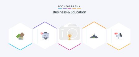 Illustration for Business And Education 25 Flat icon pack including mission. achievement. technology. cup. prize - Royalty Free Image