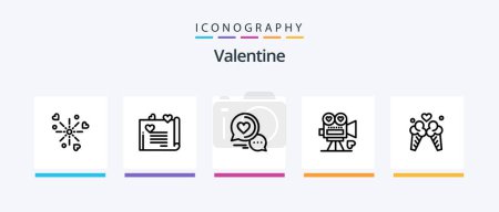 Téléchargez les illustrations : Valentine Line 5 Icon Pack Including proposal. mail. celebtare. valentine. smiley faces. Creative Icons Design - en licence libre de droit