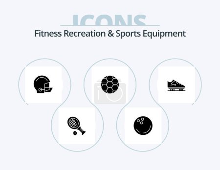Téléchargez les illustrations : Fitness Recreation And Sports Equipment Glyph Icon Pack 5 Icon Design. boot. soccer. american. football. protective - en licence libre de droit