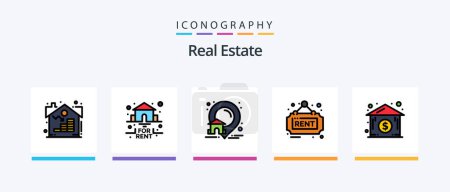 Ilustración de Real Estate Line Filled 5 Icon Pack Including real. income. estate. sold. house. Creative Icons Design - Imagen libre de derechos