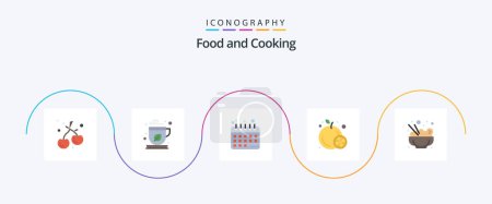 Ilustración de Comida Flat 5 Icon Pack Incluido. arroz. dieta saludable. comida. naranja - Imagen libre de derechos
