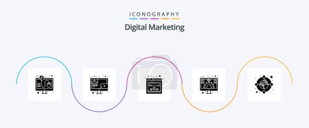 Ilustración de Digital Marketing Glyph 5 Icon Pack Including market. circle. browser. screen. growth - Imagen libre de derechos