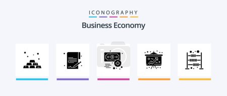 Téléchargez les illustrations : Economy Glyph 5 Icon Pack Including finances. calculate. economy. abacus. money. Creative Icons Design - en licence libre de droit