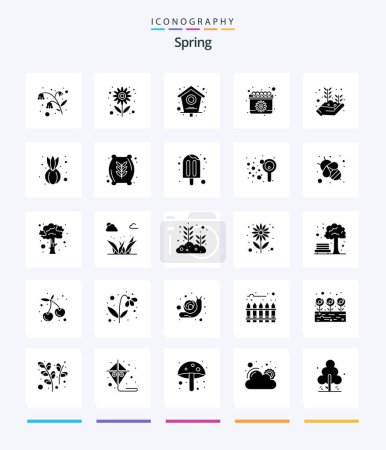 Illustration for Creative Spring 25 Glyph Solid Black icon pack  Such As leaf. date. bird. spring. calendar - Royalty Free Image