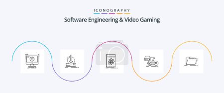Ilustración de Software Engineering And Video Gaming Line 5 Icon Pack Including directory. archive. platform. play. gaming - Imagen libre de derechos