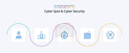 Ilustración de Cyber Spot And Cyber Security Blue 5 Icon Pack Including login. fraud. monarchy. girl. stopwatch - Imagen libre de derechos