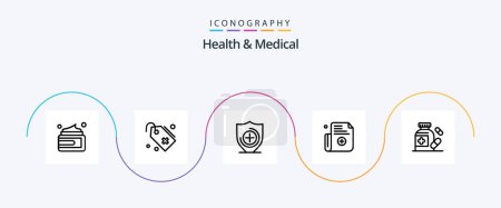 Ilustración de Salud y línea médica 5 paquete de iconos incluyendo. pastillas. Médico. Médico. médico - Imagen libre de derechos