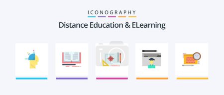 Illustration for Distance Education And Elearning Flat 5 Icon Pack Including scholar. graduate. achievement. education. target. Creative Icons Design - Royalty Free Image