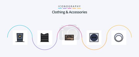 Téléchargez les illustrations : Clothing and Accessories Line Filled Flat 5 Icon Pack Including accessories. laundry. web. clothing. wallet - en licence libre de droit
