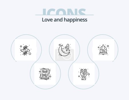Illustration for Love Line Icon Pack 5 Icon Design. love. wedding. celebrate. mail. heart - Royalty Free Image